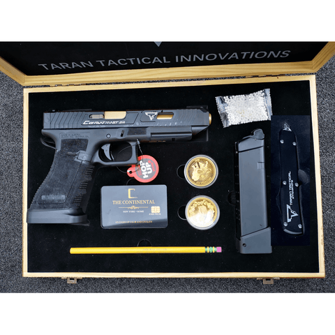 Double Bell Glock 34 TTI Style JW John Wick Pistol With Wood Case GBB Gel Blaster - iHobby Online