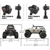 AU Store Remo hobby 2.4G 1/10 RC 4WD ORV Brushed Rock Crawler OPEN-TOPPED JEEPS